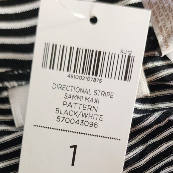 Chico’s Black & Neutral Striped Maxi Skirt Size 1 | Stylish Pull-On Long Skirt - Picture 12 of 12